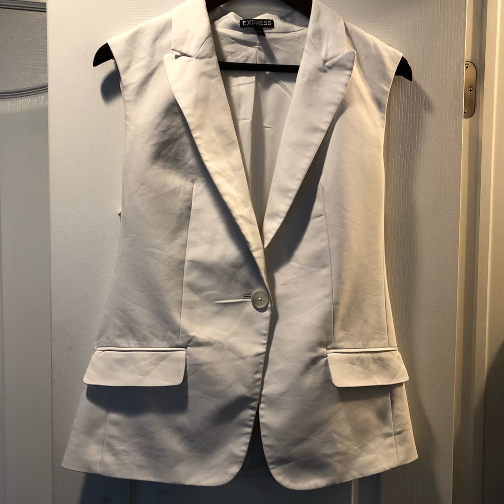 Express White Sleeveless Blazer Vest